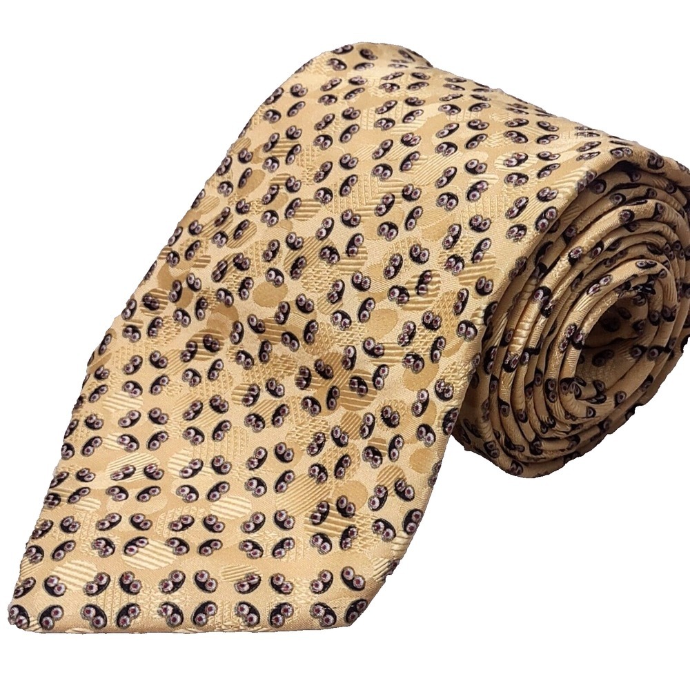 Stefano Ricci Battaglia Tie Necktie 4" x 59.5" Yellow Gold Abstract Silk Italy